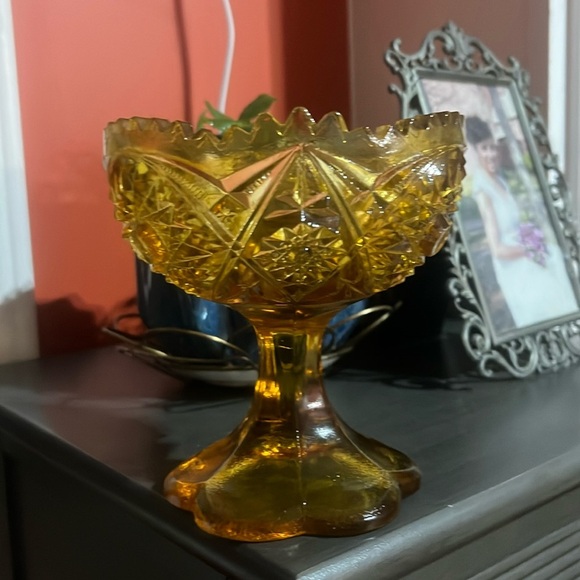 Vintage Kemple Martec Footed Pedestal Amber Dish - Picture 3 of 7